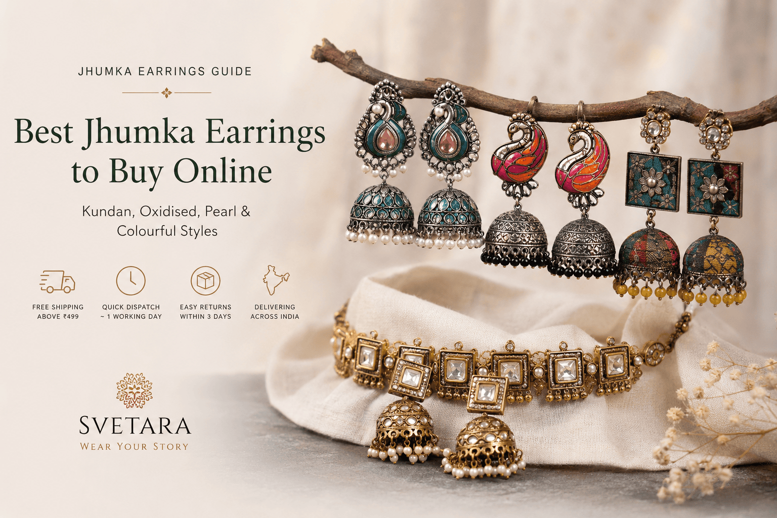 Best Jhumka Earrings to Buy Online: Kundan, Oxidised, Pearl & Colourful Styles